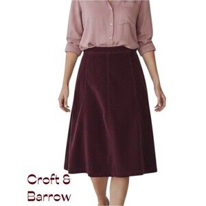 Croft & Barrow Women's A-Line Burgundy 1970s Style Corduroy Skirt NWOT Size 10